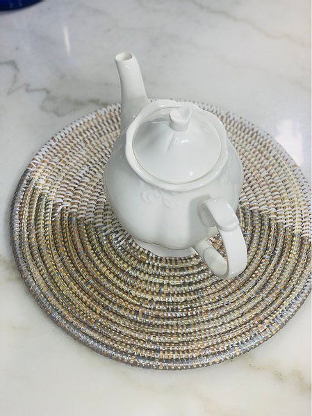 Silver and White Sweet Grass Placemat  Daga